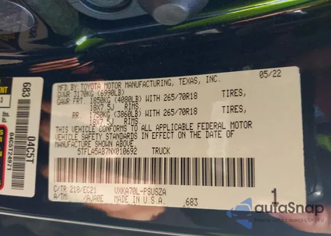 2022 Toyota Tundra Sr5 from USA, damaged, VIN 5TFLA5AB7NX010692